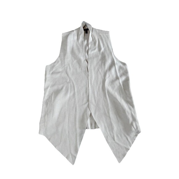 Eileen Fisher Cardigan Knit Open Front Silk Cotton Oatmeal Beige Sleeveless - Picture 3 of 9